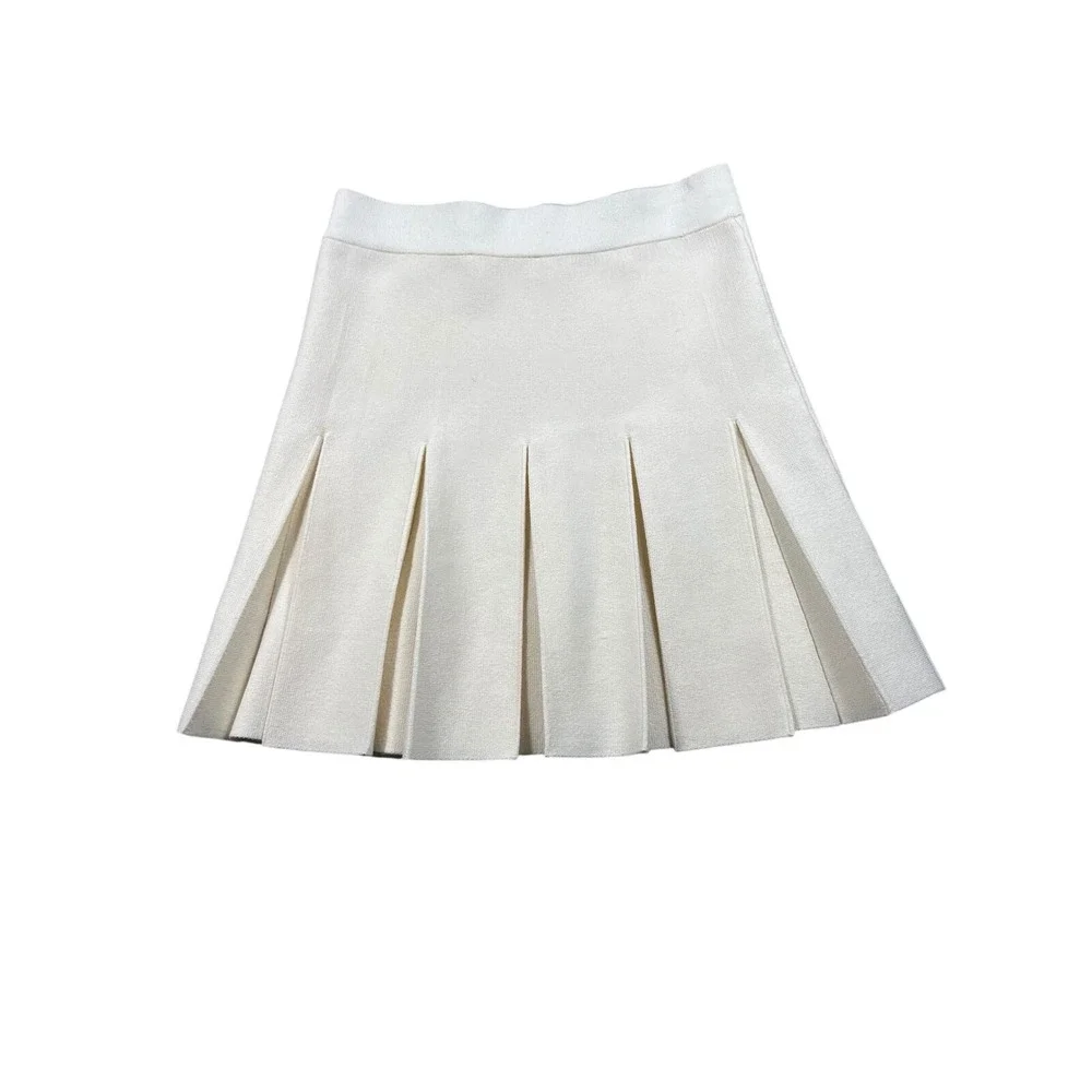 ASTR The Label XS‎ Ivory Pleated Knit Mini Skirt Tennis Preppy Old Money